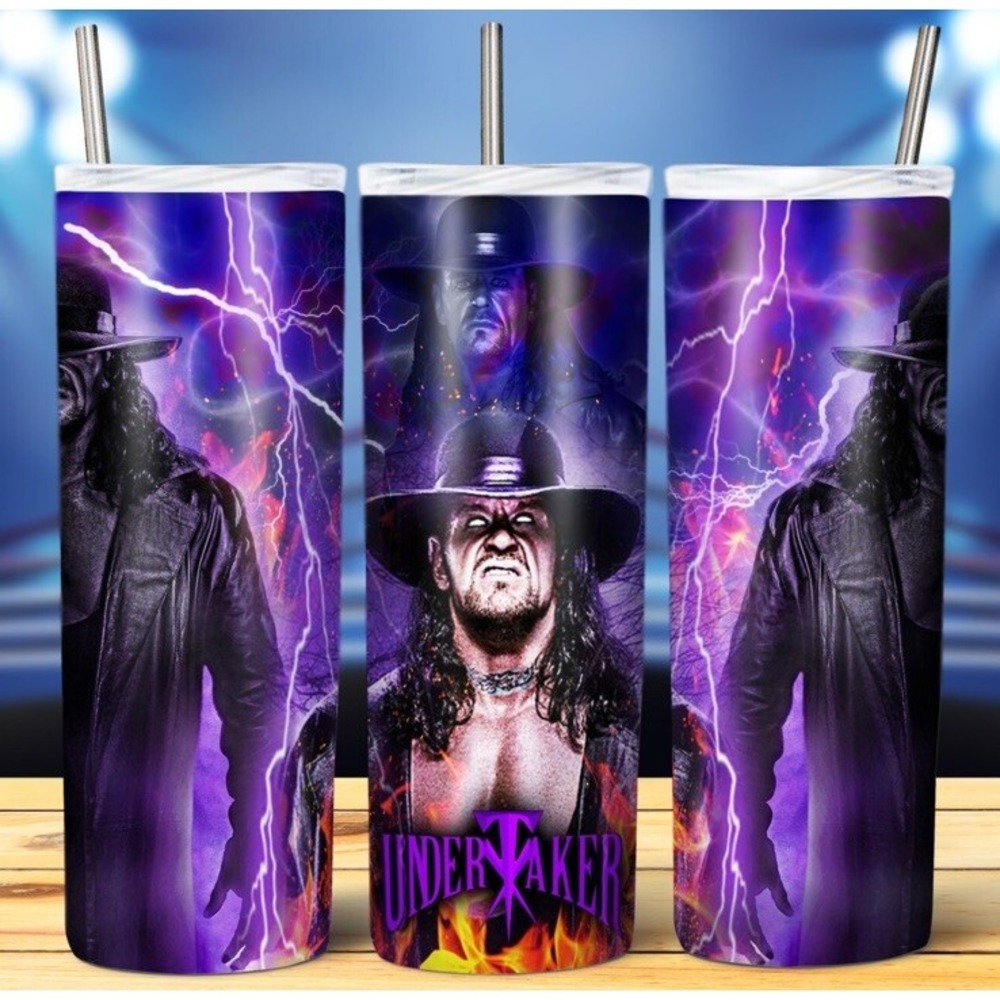 20oz‎ Stainless Steel Skinny Custom Tumbler WWE UNDERTAKER